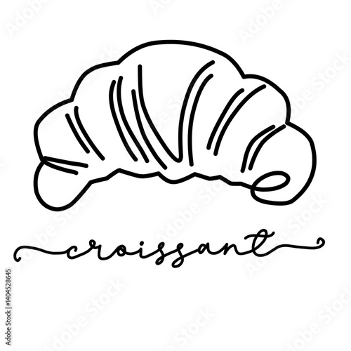Croissant Logo vector word.Black and white bakery illustration.Croissant signboard icon
