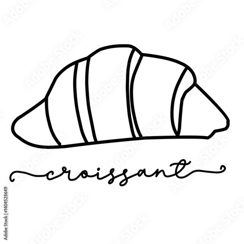 Croissant Logo vector word.Black and white bakery illustration.Croissant signboard icon