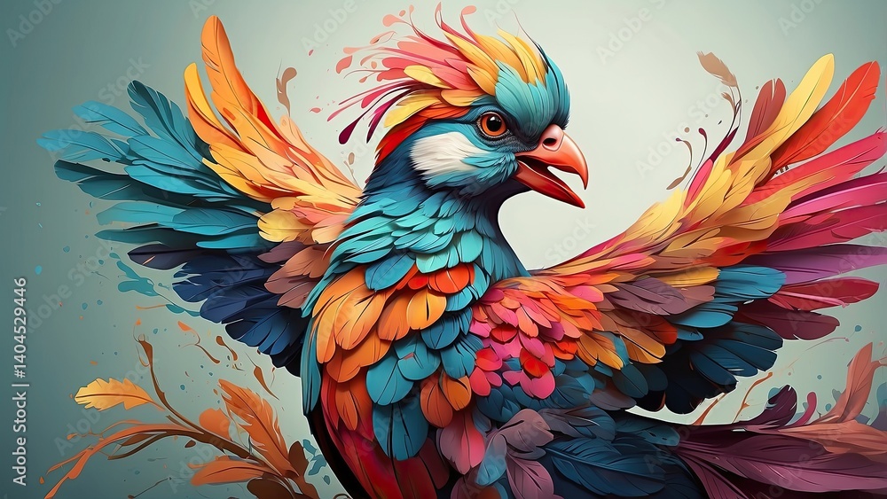 Obraz premium A vibrant orange and black feathered bird perched on a tree branch.