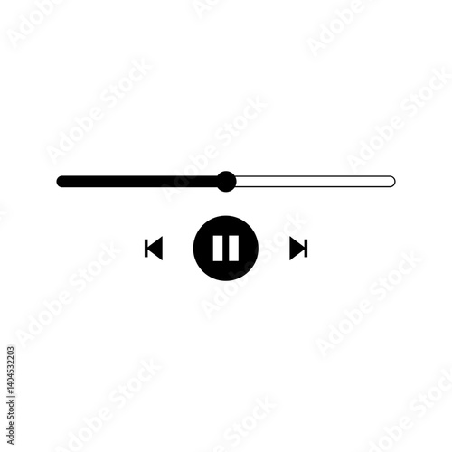 Music Player User Interface Design. Audio Media Player Widget with Buttons and Song Duration Bar. Modern UI Design Element for Music App Design