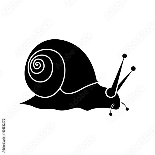 Snail Silhouette Icon. Slug in Shell Crawl Glyph Pictogram. Helix Slow Icon. Cute Escargot Moving. Slimy Eatable Spiral Mollusk on White Background. Wildlife Symbol. Isolated Vector Illustration.