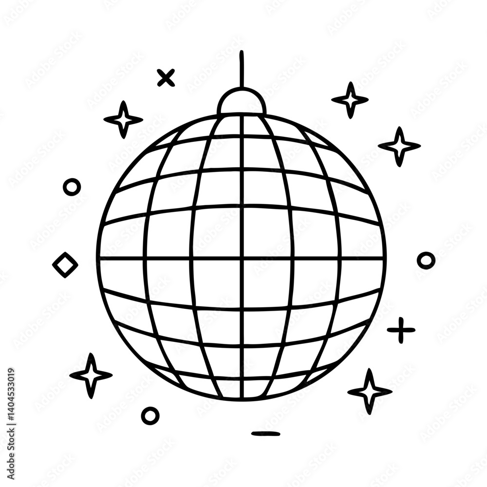 disco ball icon, disco ball line art - simple line art of disco ball, perfect for disco ball logos and icons disco ball icon, disco ball line art - simple line art of disco ball, perfect for disco ball logos and icons