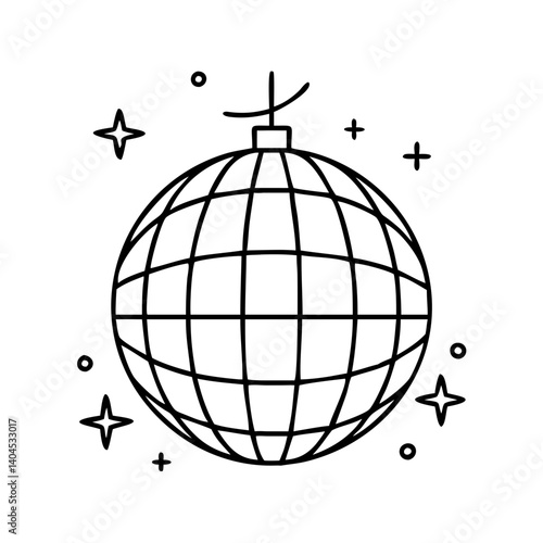 disco ball icon, disco ball line art - simple line art of disco ball, perfect for disco ball logos and icons