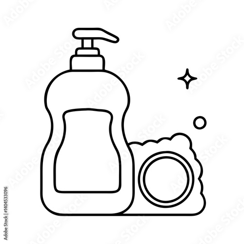 dish soap icon, dish soap line art - simple line art of dish soap, perfect for dish soap logos and icons