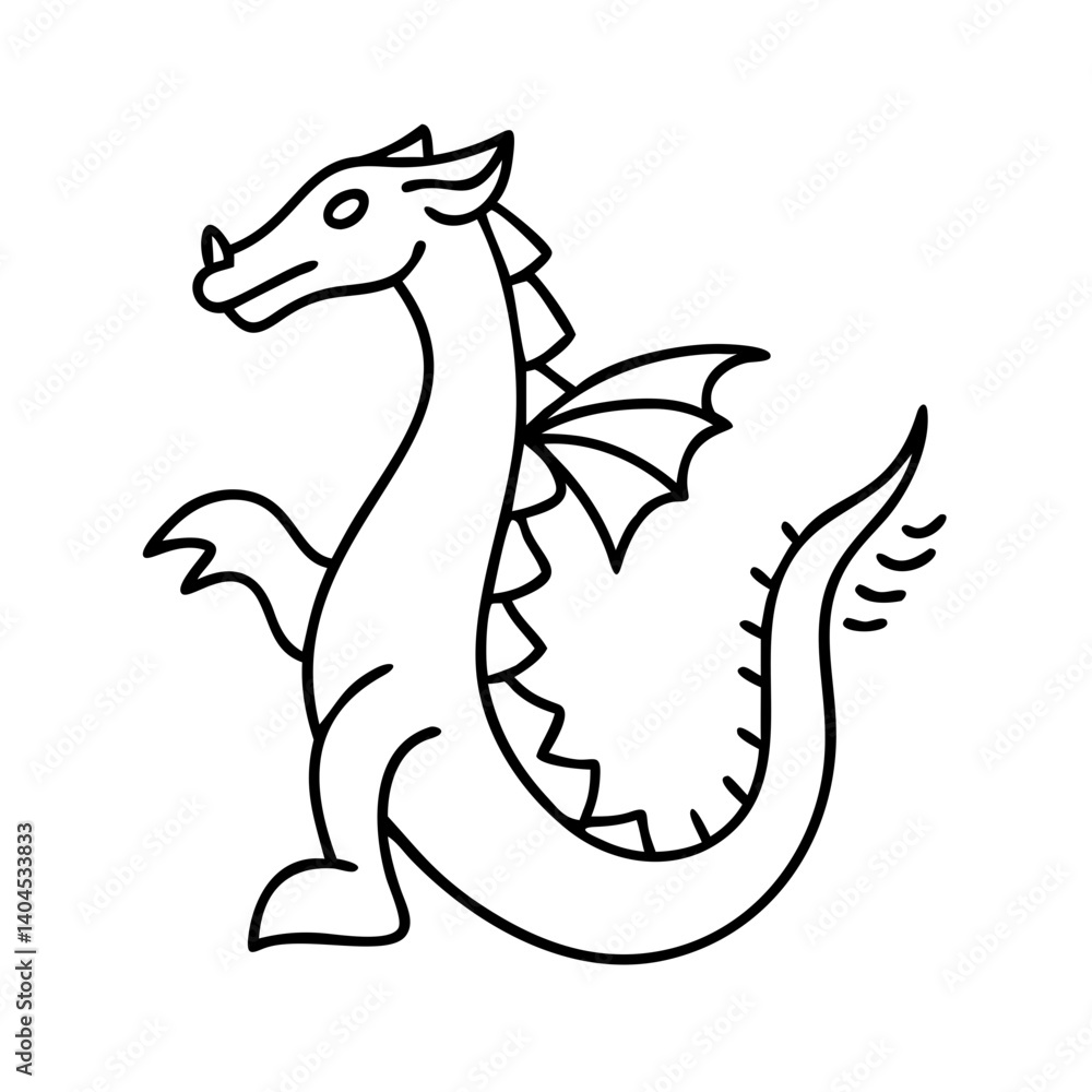 Obraz premium dragon icon, dragon line art - simple line art of dragon, perfect for dragon logos and icons