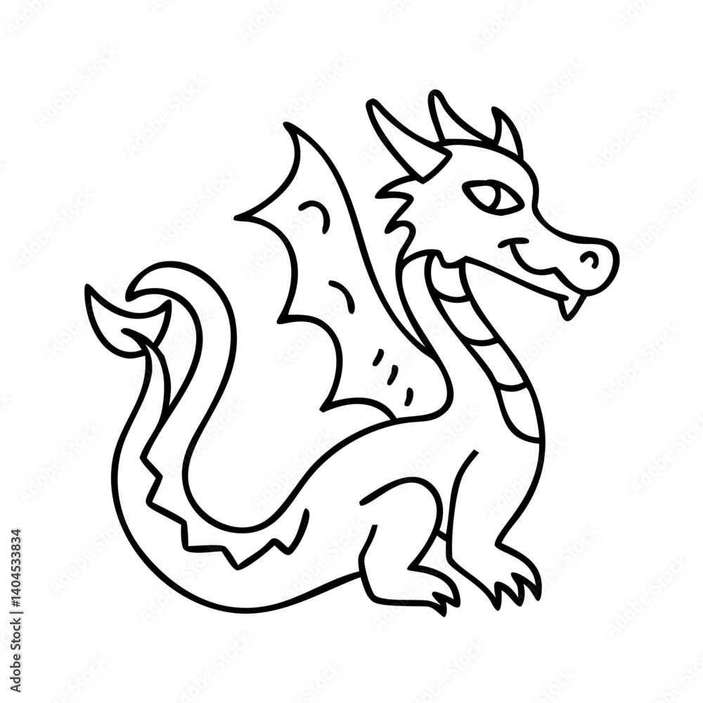 Fototapeta premium dragon icon, dragon line art - simple line art of dragon, perfect for dragon logos and icons
