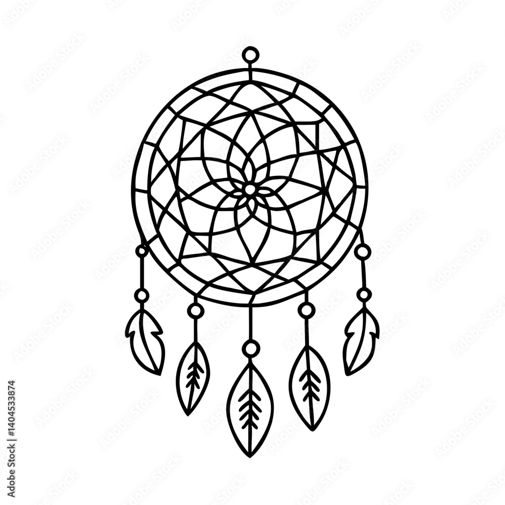 Obraz premium dreamcatcher icon, dreamcatcher line art - simple line art of dreamcatcher, perfect for dreamcatcher logos and icons