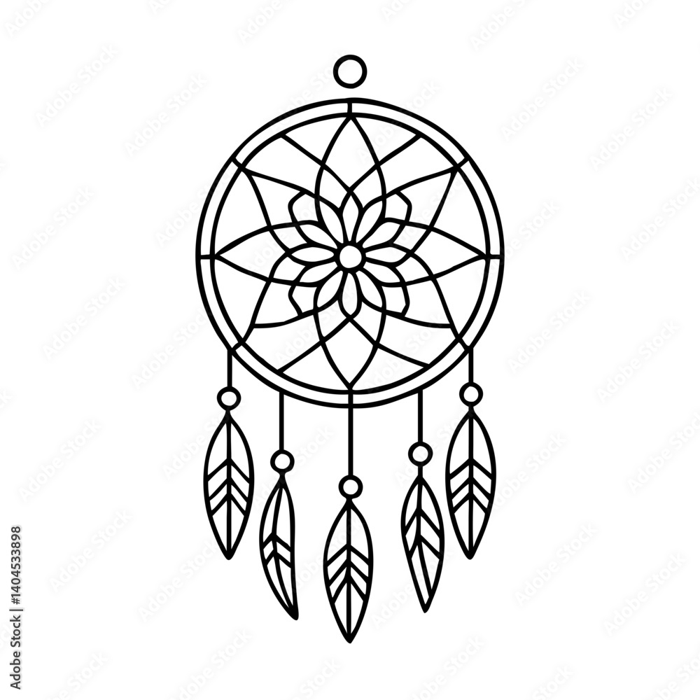 Fototapeta premium dreamcatcher icon, dreamcatcher line art - simple line art of dreamcatcher, perfect for dreamcatcher logos and icons