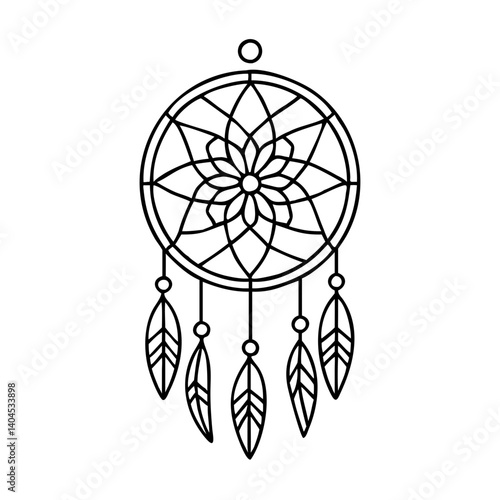 dreamcatcher icon, dreamcatcher line art - simple line art of dreamcatcher, perfect for dreamcatcher logos and icons