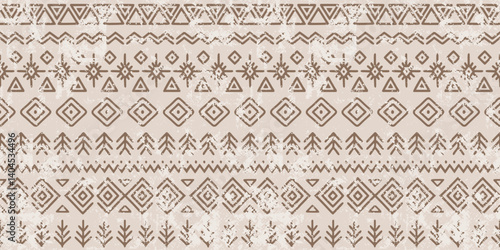 Seamless pattern, geometric ornament, ethnic hand drawn background, vector design