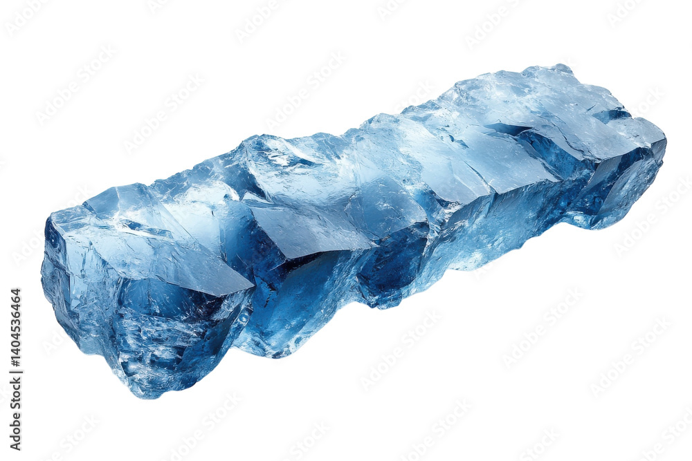 Obraz premium Stunning glacial blue ice chunk isolated on black background showcasing intricate texture and icy formations Deep blue