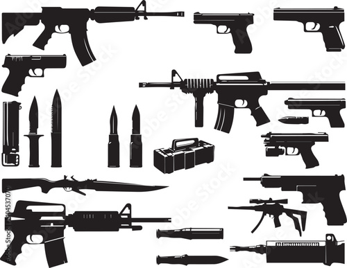 weapon silhouette side view set