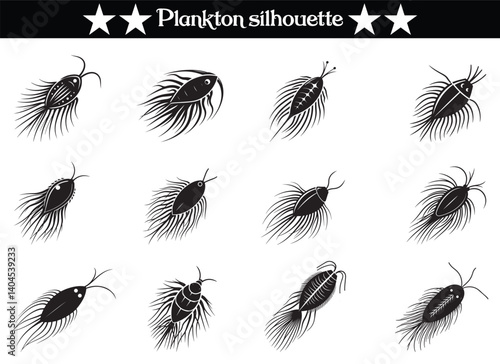 Set of plankton silhouette vector design

