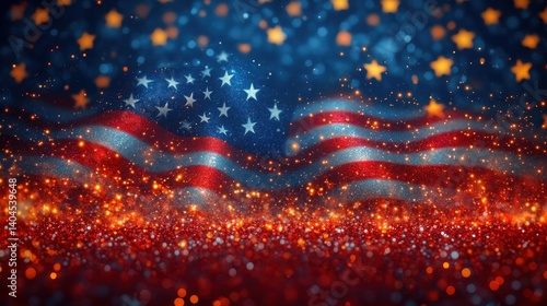 Sparkling Glittery American Flag Background Patriotism 4th of July Independence Day