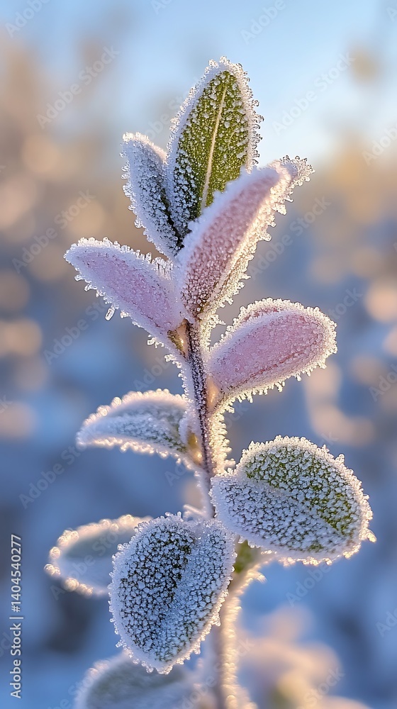 Fototapeta premium Frozen Leaves Sunrise