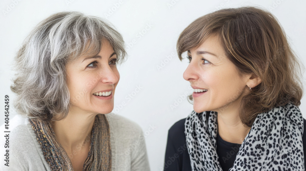 Close-up of a smiling female therapist giving advice to a female client in an office, explaining treatment results Close-up of a smiling female therapist giving advice to a female client in an office, explaining treatment results