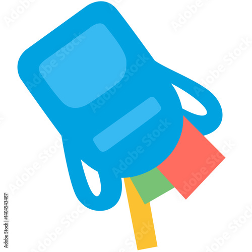 Flat illustration of a colorful school backpack with zipper pocket. Perfect for education, student life, travel, or back-to-school themes in design and creative projects.