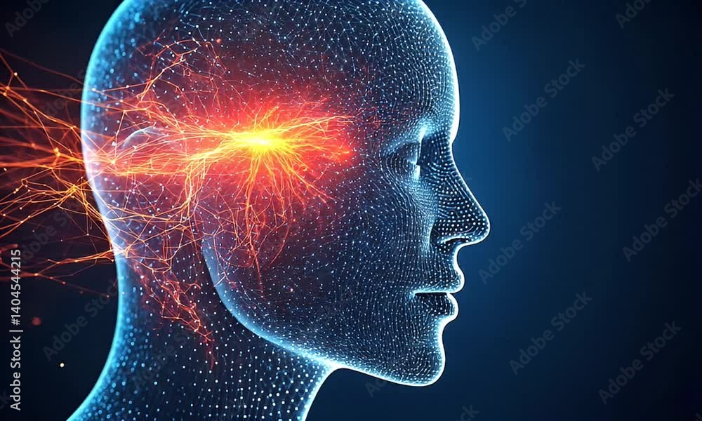 Abstract digital representation of a human head with energy fields. Abstract digital representation of a human head with energy fields.
