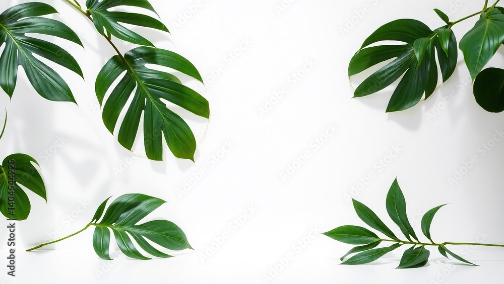 Naklejka premium Green Plants Arrangement - Artistic Design Concept with Copy Space