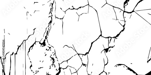Transparent Background Vector Texture of Grunge Cracks and Fractured Earth – Realistic Dry Soil Pattern with Rough Distressed Overlay for Creative Use