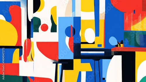 Wallpaper Mural Colorful Abstract Composition with Geometric Shapes and Vibrant Brush Strokes Torontodigital.ca