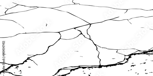 High-Resolution Vector Texture of Dry Cracked Earth with Transparent Background – Grunge Distressed Overlay Featuring Natural Split Lines and Soil Fractures
