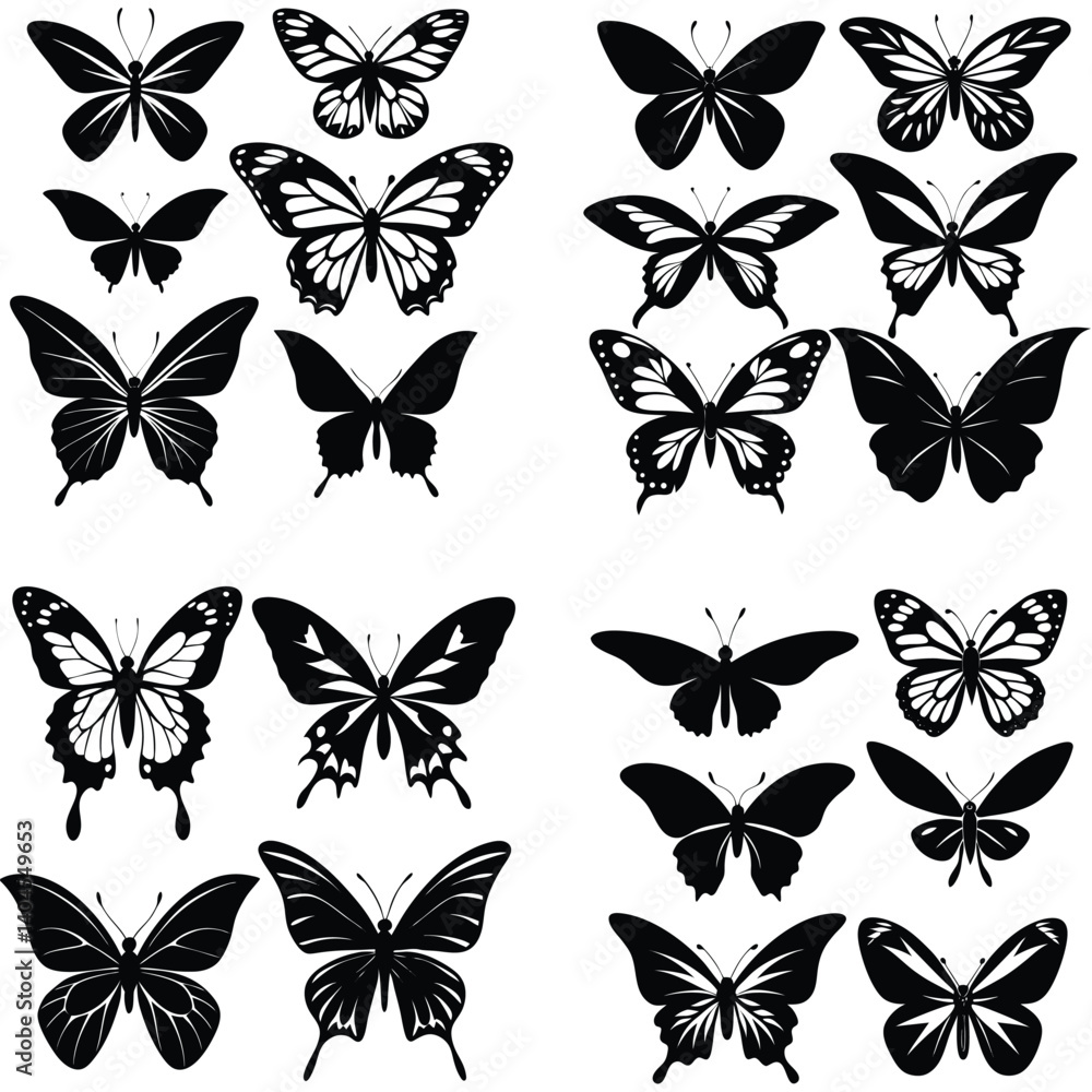Fototapeta premium Butterfly vector silhouette Bundle set