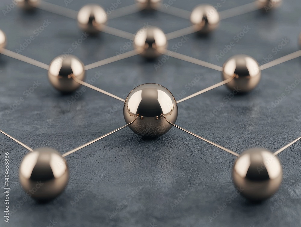 Fototapeta premium Abstract Network Structure with 3D Spheres Connected by Lines