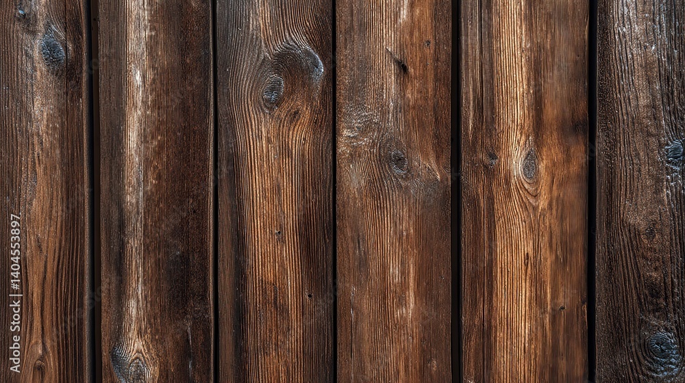 Close - up of wooden slats on an old, weathered fence, showing natural grain and texture. Dark brown background for a rustic feel. Ideal for home decor and interior wall art. Close - up of wooden slats on an old, weathered fence, showing natural grain and texture. Dark brown background for a rustic feel. Ideal for home decor and interior wall art.