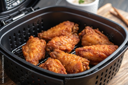 Crispy Fried Chicken Wings in Air Fryer Basket