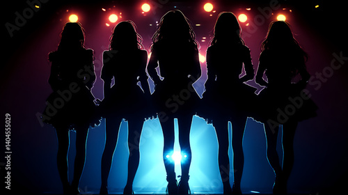 女性アイドルグループのシルエット