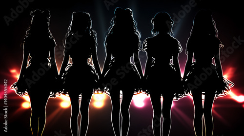 女性アイドルグループのシルエット