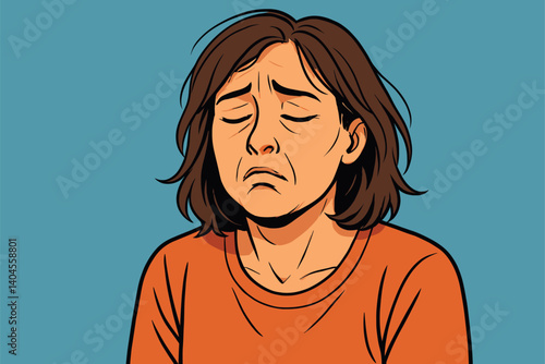 Woman sighing with tired and resigned expression