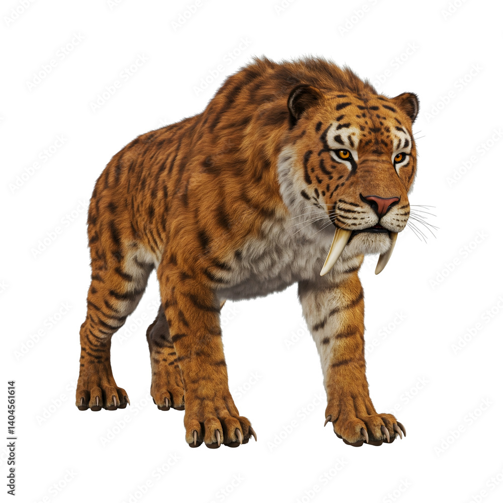 Obraz premium Sabertooth tiger isolated on transparent background 