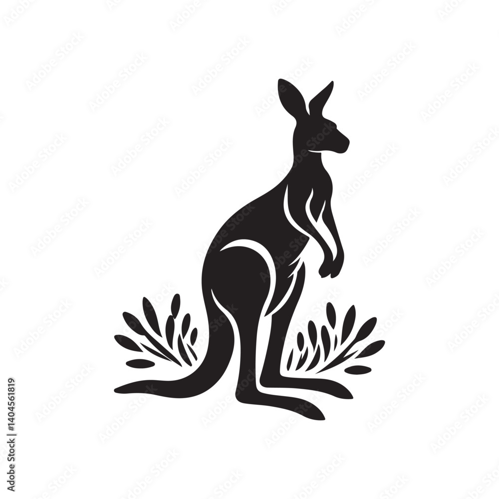 Obraz premium Vector silhouette image of a Kangaroo 