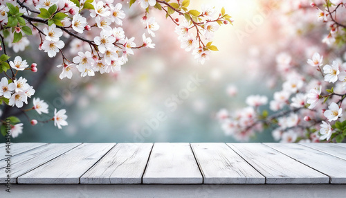 Spring and wooden table background. Spring flowers and wooden table for product display HD backdrop. Beautiful spring flowers and wooden table HD wallpaper