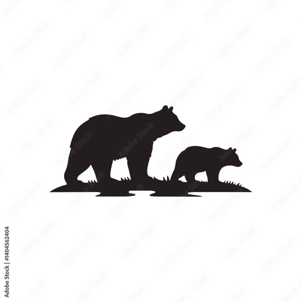 Fototapeta premium Bear Silhouette Vector Illustration Bold Wildlife Silhouette Art 