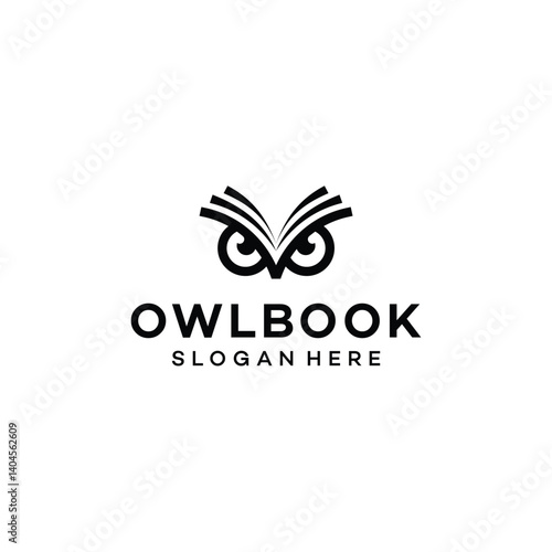 Owl reading book logo design vector illustration