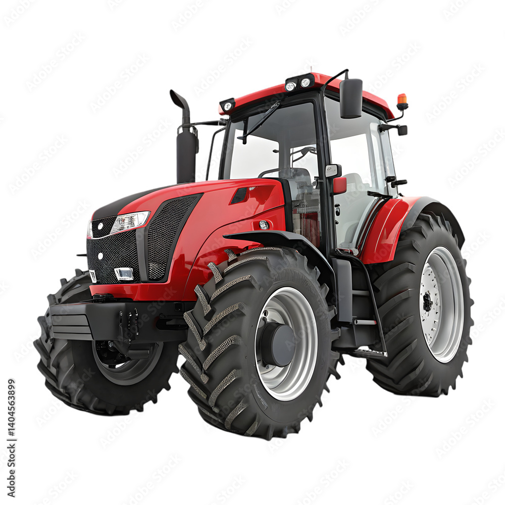 Obraz premium Red Tractor, Farm Equipment, Agriculture on transparent background