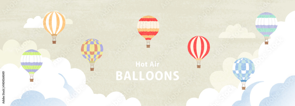 気球が飛ぶ空のイラスト2 気球が飛ぶ空のイラスト2