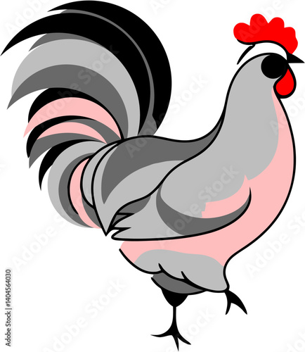 Colorful Rooster Illustration – Bold Farm Animal Vector in Flat Style