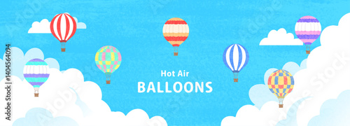気球が飛ぶ空のイラスト