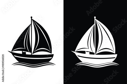 Sailing Ship Icon. Black and White Vector for Web & Print Use