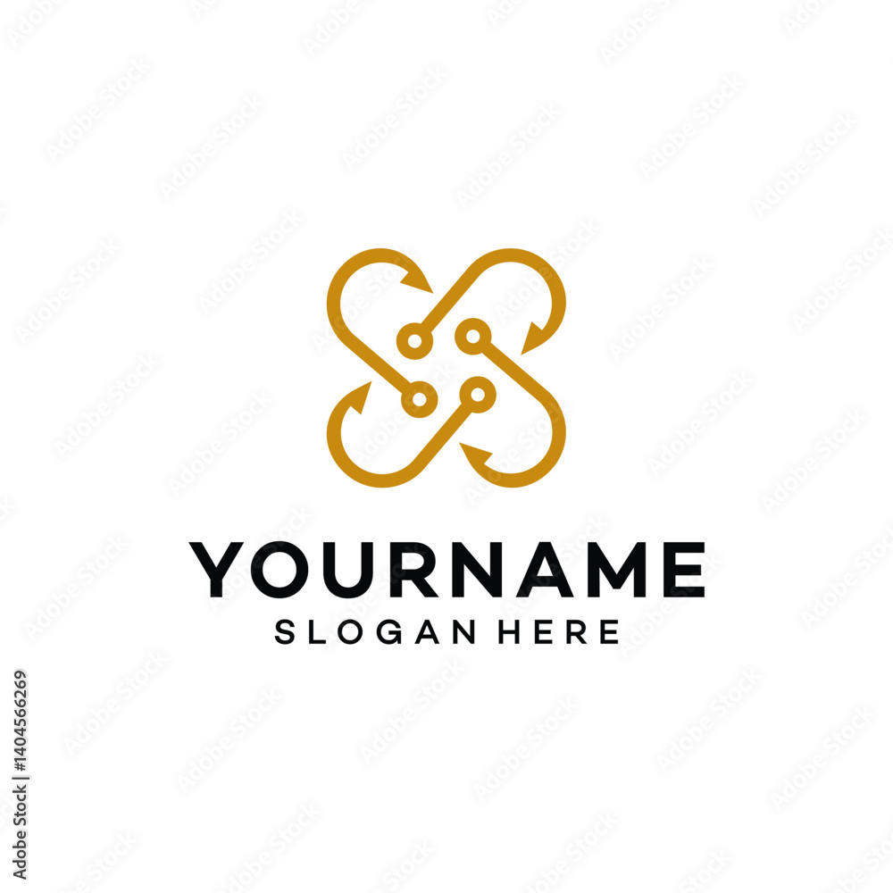 Fototapeta premium fishing hook icon logo design vector illustration