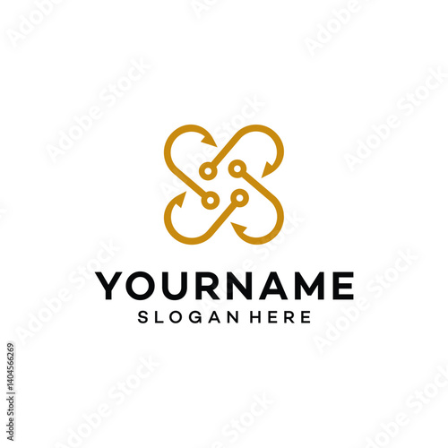 fishing hook icon logo design vector illustration