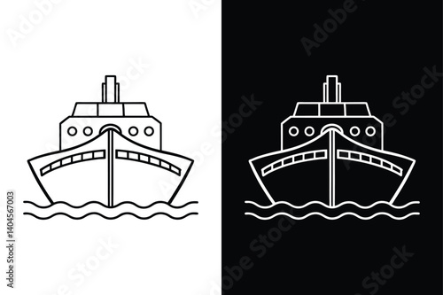 Classic Ship Vector Icon. Thin Line Maritime Symbol Illustration