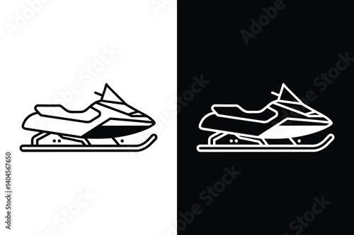 Flat Snowmobile Icon. Winter Racing & Transportation Vector Graphic