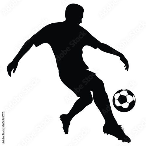 Player Kicking Ball Silhouette, Action Pose, Sport, Transparent Background