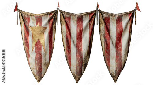 Vintage Circus Banners with Faded Colors and Textures Suitable for Realistic Photography Projects