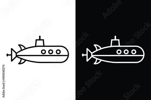 Creative Submarine line Icon Illustration. Simple Military Vector Design